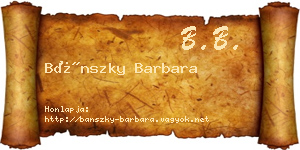 Bánszky Barbara névjegykártya